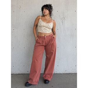 BIG BUD PRESS Brown 100% Cotton Barrel Pants Trousers     Women Size Large